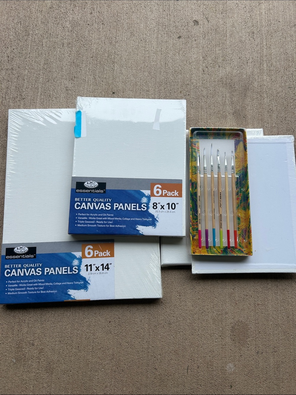 Canvas Panels packs with Paintbrush Set - White